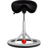 Ergoguys Backapp Smart Office Chair Saddle Stool Black Seat Silver Base - Red, Black Seat - Die-cast Aluminum Frame - Black, Red, Silver - 27.2" Length x 9.8" Width x 23.6" Height 1008A-S-0-9400-US