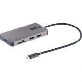 Startech.Com USB C Multiport Adapter, Dual HDMI, 4K 60Hz, 2x 5Gbps USB-A 3.1 Hub, 100W Power Delivery, GbE, SD/MicroSD, USB C Mini Dock - USB C Multiport Adapter to dual 4K60Hz HDMI 2.0b HDR video via DP 1.4/DSC, MST (4K60 GPU dependent) - 2x USB-A 3.2/3.