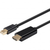 Monoprice Select Series Mini DisplayPort to HDTV Cable, 6ft - 6 ft HDMI/Mini DisplayPort A/V Cable for Audio/Video Device, HDTV, Computer, Tablet, Projector, MacBook, PC, Phone - First End: 1 x Mini DisplayPort Digital Audio/Video - Male - Second End: 1 x