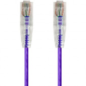 Monoprice SlimRun Cat6 28AWG UTP Ethernet Network Cable, 0.5ft Purple - 6" Category 6 Network Cable for Network Device - First End: 1 x RJ-45 Male Network - Second End: 1 x RJ-45 Male Network - Patch Cable - Purple 14788