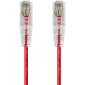 Monoprice SlimRun Cat6 28AWG UTP Ethernet Network Cable, 14ft Red - 14 ft Category 6 Network Cable for Network Device - First End: 1 x RJ-45 Male Network - Second End: 1 x RJ-45 Male Network - Patch Cable - Red 14822