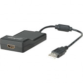 Manhattan USB 2.0 to HDMI Adapter, Black - Converts USB 2.0 to HDMI output - RoHS Compliance 151061