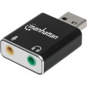 Manhattan Hi-Speed USB Stereo Sound Adapter - 1 x Type A USB 2.0 USB Male - 2 x 3.5mm Stereo Audio Female 152754