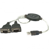 Manhattan USB to 2 Serial Device Converter - Quickly adds two RS232 ports to a single USB port - RoHS, WEEE Compliance 174947