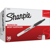Newell Rubbermaid Sharpie Fine Point Retractable Markers - Fine, Ultra Fine, Narrow Marker Point - Black - 36 / Box - TAA Compliance 1926876