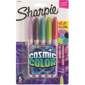 Newell Rubbermaid Sanford Sharpie Cosmic Color Fine Permanent Marker - Fine Marker Point - Boysenberry, Navy, Aqua, Venus Green, Jupiter Red - 5 / Pack - TAA Compliance 2010953