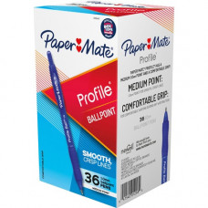 Newell Rubbermaid Paper Mate Profile 1.0mm Ballpoint Pens - Medium Pen Point - 1 mm Pen Point Size - Conical Pen Point Style - Retractable - Blue - Blue Barrel - 36 / Box - TAA Compliance 2095447