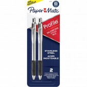 Newell Rubbermaid Paper Mate Retractable Ball Point Pens Bold Point Black 2/pkg - Bold, Medium Pen Point - Retractable - Black - Metal, Stainless Steel Barrel - 2 / Pack 2130513