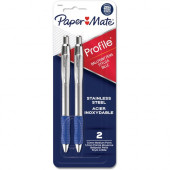 Newell Rubbermaid Paper Mate Profile Retractable Ball Point Pens Bold Point Blue 2/pkg - Bold, Medium Pen Point - 1 mm Pen Point Size - Retractable - Blue - Stainless Steel Barrel - 2 / Pack 2130519