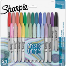 Newell Rubbermaid Sharpie Mystic Gems Permanent Markers - Fine Marker Point - Multi - 24 / Pack - TAA Compliance 2136727