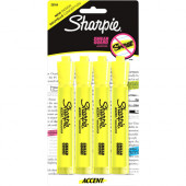 Newell Rubbermaid Sharpie Accent Highlighter - Tank - Chisel Marker Point Style - Fluorescent Yellow - 4 / Set - TAA Compliance 25164PP