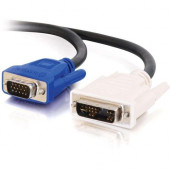 C2g 1m DVI Male to HD15 VGA Male Video Cable (3.2ft) - 3.28 ft DVI/VGA Video Cable for Monitor, Video Device, Projector, TV - First End: 1 x DVI-I Male Video - Second End: 1 x HD-15 Male VGA - Shielding - Gold Plated Contact - Black - RoHS Compliance 2695
