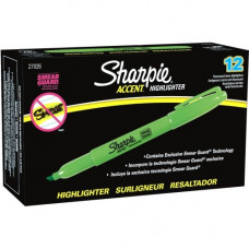 Newell Rubbermaid Sharpie Highlighter - Pocket - Chisel Marker Point Style - Fluorescent Green - 1 Dozen - TAA Compliance 27026