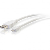 C2g 1ft USB 2.0 A to Micro-USB B Cable White - 1&#39;&#39; USB Cable - 1 ft USB Data Transfer Cable for Smartphone, Tablet, Peripheral Device, PC - First End: 1 x Type A Male USB - Second End: 1 x Type B Male Micro USB - 480 Mbit/s - Shielding - 2