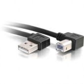 C2g 5m USB 2.0 Right Angle A/B Cable - Black (16.4ft) - 16.40 ft USB Data Transfer Cable for Mouse, Keyboard, Printer, Modem - First End: 1 x Type A Male USB - Second End: 1 x Type B Male USB - Shielding - Black 28112