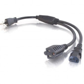 C2g 1.5ft 16 AWG 1-to-2 Power Cord Splitter (NEMA 5-15P to 1 NEMA 5-15 +1 IEC320C13) - 1.5ft - TAA Compliance 29810