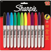 Newell Rubbermaid Sharpie Fine Point Permanent Marker - Fine Marker Point - Assorted Alcohol Based Ink - 12 / Pack - TAA Compliance 30075PP