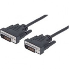 Manhattan Digital Video Cable - DVI-D Dual Link Male / DVI-D Dual Link Male - 15'' - DVI for Monitor, Projector, TV - 15 ft - 1 x DVI-D (Dual-Link) Male Digital Video - 1 x DVI-D (Dual-Link) Male Digital Video - Shielding - Black 301244