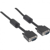 Manhattan SVGA HD15 Male to HD15 Male Monitor Cable with Ferrite Cores, 10&#39;&#39;, Black - Fully shielded with ferrite cores to reduce EMI interference for improved video transmission 317733