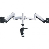 Ergotech Dual 320 Series Articulating LCD Monitor Arm - 14" pole - Silver - Desk Clamp + Grommet Mount - Dual w/Adjustable Link 320-C14-C024