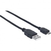 Manhattan Hi-Speed USB Micro-B Device Cable - 16.40 ft USB Data Transfer Cable for USB Hub, Computer - First End: 1 x Type A Male USB - Second End: 1 x Type B Male Micro USB - 60 MB/s - Shielding - Nickel Plated Connector - Nickel Plated Contact - Black 3
