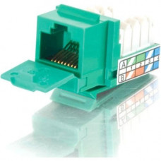 C2g 90&deg; Cat5E RJ45 UTP Keystone Jack - Green - RJ-45, 110-punchdown 35207