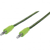 Manhattan 3.5mm Stereo Male to Male Braided Audio Cable, 1 m (3 ft), Black/Green - Mini-phone for Audio Device, Speaker, Cellular Phone, Smartphone, Tablet - 3 ft - 1 x Mini-phone Male Stereo Audio - 1 x Mini-phone Male Stereo Audio - Black, Green 352840