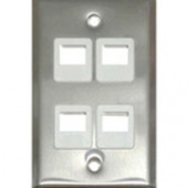 C2g 4-Port Single Gang Multimedia Keystone Wall Plate - Stainless Steel - 4 x Socket(s) - 1-gang - TAA Compliance 37096