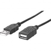 Manhattan Hi-Speed USB 2.0 A Male/A Female Extension Cable, 10&#39;&#39;, Black - Retail Blister - Hi-Speed USB for ultra-fast data transfer rates with zero data degradation 393850