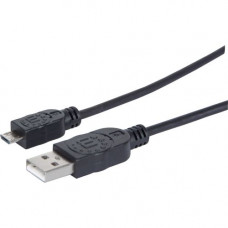Manhattan Hi-Speed USB 2.0 A Male/Micro-B Male Device Cable, 1.5'', Black, Retail Pkg - Hi-Speed USB for ultra-fast data transfer rates with zero data degradation 393867