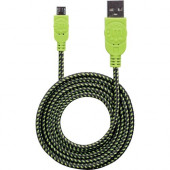 Manhattan Braided USB 2.0 A Male / Micro-B Male, 3 ft., Black/Green - Retail Package - USB for Smartphone, Tablet, Cellular Phone - 60 MB/s - 1 x Type A Male USB - 1 x Micro Type B Male USB - Gold Plated Contact - Shielding 394062