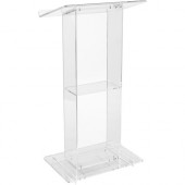 Oklahoma Clear Acrylic Lectern with Shelf - Assembly Required - Transparent - Acrylic, Plexiglass 401S