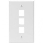 Leviton Single-Gang QuickPort Wallplate, 3-Port, White - 3 x Total Number of Socket(s) - 1-gang - White - Plastic 41080-C32-3WP