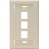 Leviton Single-Gang QuickPort Wallplate with ID Windows, 3-Port, Ivory - 3 x Total Number of Socket(s) - 1-gang - Ivory - Plastic 42080-030-3IS