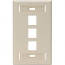 Leviton Single-Gang QuickPort Wallplate with ID Windows, 3-Port, Ivory - 3 x Total Number of Socket(s) - 1-gang - Ivory - Plastic 42080-030-3IS