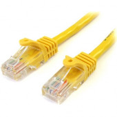 Startech.Com 15 ft Yellow Snagless Cat5e UTP Patch Cable - Category 5e - 15 ft - 1 x RJ-45 Male - 1 x RJ-45 Male - Yellow - RoHS Compliance 45PATCH15YL