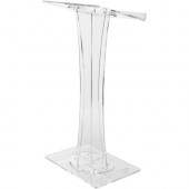 Oklahoma Sound Clear Acrylic Curved Lectern - Rectangular Base - 46" Height x 24" Width x 15" Depth - Assembly Required - Clear - Acrylic, Plexiglass 471