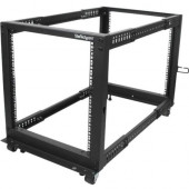 Startech.Com 12U Adjustable Depth Open Frame 4 Post Server Rack w/ Casters / Levelers and Cable Management Hooks - Store your servers, network and telecommunications equipment in this adjustable 12U rack - 12U Adjustable Depth Open Frame 4 Post Server Rac