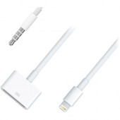 4XEM 30 Pin to 8 Pin Audio Adapter - Apple Dock Connector/Lightning/Mini-phone Audio/Data Transfer Cable for iPhone, iPod, iPad - First End: 1 x Apple Dock Connector Female Proprietary Connector - Second End: 1 x Lightning Male Proprietary Connector, Seco