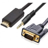 4XEM 3 ft HDMI to VGA with 3.5mm Audio - 3 ft HDMI/Mini-phone/VGA A/V Cable for Notebook, Gaming Console, Monitor, Projector, Desktop Computer, Ultrabook, MacBook Pro, Chromebook, Apple TV, Cable Box, Raspberry Pi, ... - First End: 1 x 19-pin HDMI Male Di