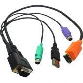 Lantronix Cable for Spider Duo-PS/2, Computer Input, Standard 21.6" - 1.80 ft KVM Cable - First End: 1 x HD-15 Male VGA - Second End: 2 x Mini-DIN (PS/2) Male Keyboard/Mouse, Second End: 1 x Type A Male USB, Second End: 1 x HDMI Male Digital Audio/Vi