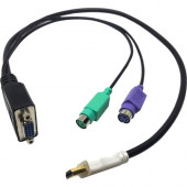 Lantronix Cable for Spider Duo-PS/2, Local Input, Standard 21.6" - 1.80 ft KVM Cable - First End: 2 x Mini-DIN (PS/2) Female Keyboard/Mouse, First End: 1 x HDMI Male Digital Audio/Video - Second End: 1 x HD-15 Female VGA 500-198-R