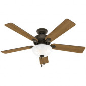 Hunter Fan Swanson 50901 Ceiling Fan - 5 Blades - 52" Diameter - 3 Speed - Oscillating, Reversible Blades - 16.7" Height - Aluminum, Resin, Glass, Plastic, Steel - Bronze 50901