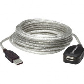 Manhattan Hi-Speed A Male/A Female USB Active Extension Cable, 16&#39;&#39; - Daisy-chain up to three extensions for total distance of 15 m (50 ft.) 519779