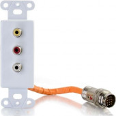 C2g RapidRun Composite Video + RCA Stereo Audio Decorative Style Wall Plate - White - White - 3 x RCA Port(s) 60095