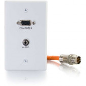 C2g -RapidRun VGA (HD15) + 3.5mm Single Gang Wall Plate - White - 1-gang - White - Aluminum - 1 x Mini-phone Port(s) - 1 x VGA Port(s) - TAA Compliance 60108