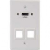 C2g HDMI Pass Through Single Gang Wall Plate with Two Keystones - White - 1-gang - White - Aluminum - 1 x HDMI Port(s) 60161