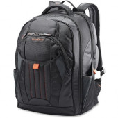 Samsonite Tectonic 2 Carrying Case (Backpack) for 17" Notebook - Black, Orange - Shock Resistant Interior, Slip Resistant Shoulder Strap - Poly Ballistic, Tricot Interior - Shoulder Strap, Handle - 18" Height x 13.3" Width x 8.6" Depth