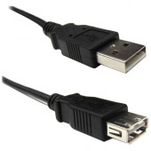 Weltron A Male to A Female USB 2.0 Extension Cable - USB Data Transfer Cable for Keyboard, Mouse - First End: 1 x Type A Male USB - Second End: 1 x Type A Female USB - Extension Cable - Black 90-USB-AAEX-15