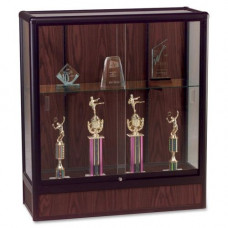 Mooreco Balt Counter Height Display Case - 36" x 14" x 40" - 1 x Shelf(ves) - Walnut - Laminate - Glass, Aluminum 98B83-11